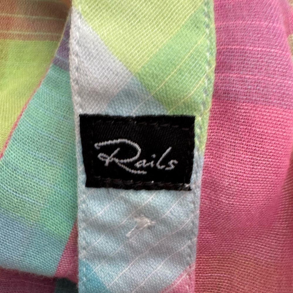 Rails Taylor Gauze‎ Button-Down Shirt in Rainbow Bright Plaid Size Small - Picture 10 of 14